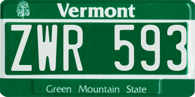 VT license plate ZWR593