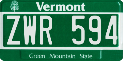 VT license plate ZWR594