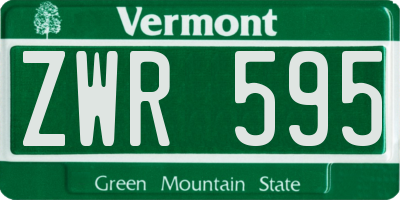 VT license plate ZWR595