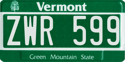 VT license plate ZWR599