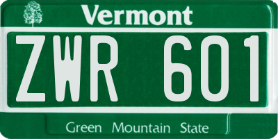 VT license plate ZWR601
