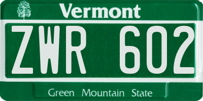 VT license plate ZWR602