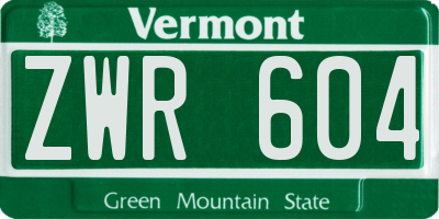 VT license plate ZWR604