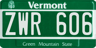 VT license plate ZWR606