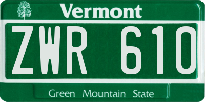 VT license plate ZWR610
