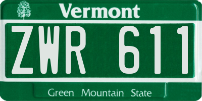 VT license plate ZWR611