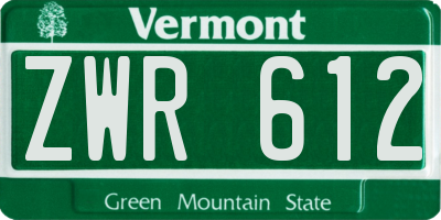 VT license plate ZWR612