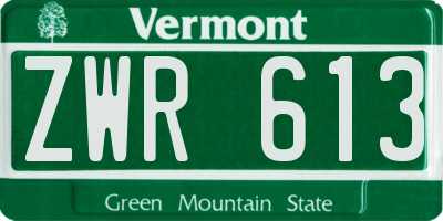 VT license plate ZWR613