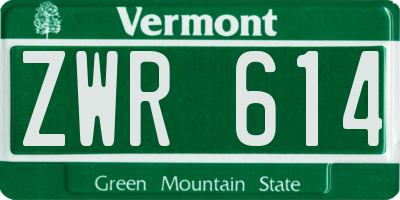 VT license plate ZWR614