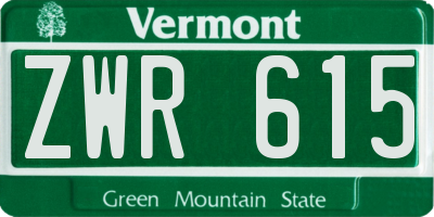 VT license plate ZWR615