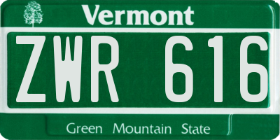 VT license plate ZWR616
