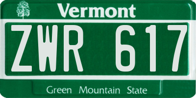 VT license plate ZWR617