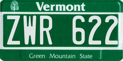 VT license plate ZWR622