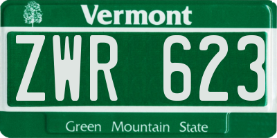 VT license plate ZWR623