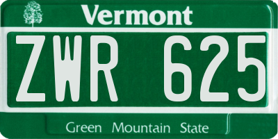 VT license plate ZWR625