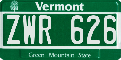 VT license plate ZWR626