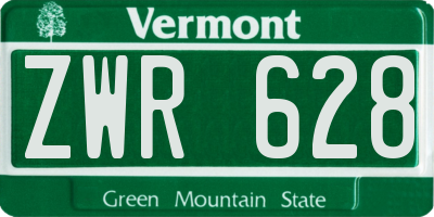 VT license plate ZWR628
