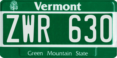 VT license plate ZWR630