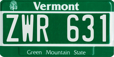 VT license plate ZWR631