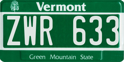 VT license plate ZWR633