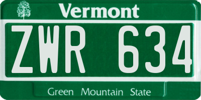 VT license plate ZWR634