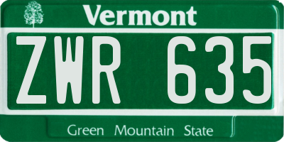 VT license plate ZWR635