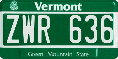 VT license plate ZWR636
