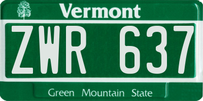 VT license plate ZWR637