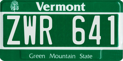 VT license plate ZWR641