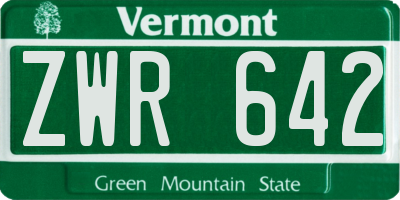 VT license plate ZWR642