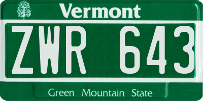 VT license plate ZWR643