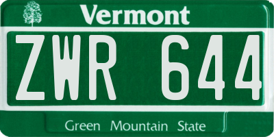 VT license plate ZWR644