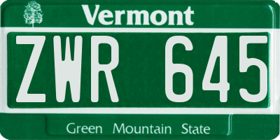 VT license plate ZWR645