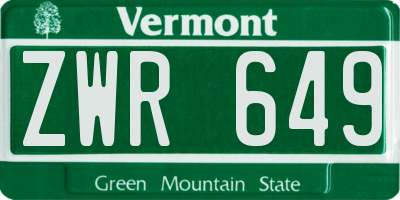 VT license plate ZWR649