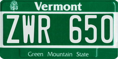VT license plate ZWR650