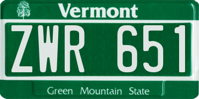 VT license plate ZWR651