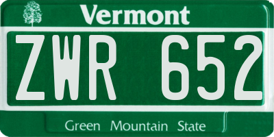 VT license plate ZWR652