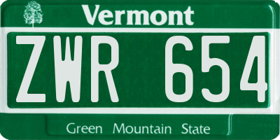 VT license plate ZWR654