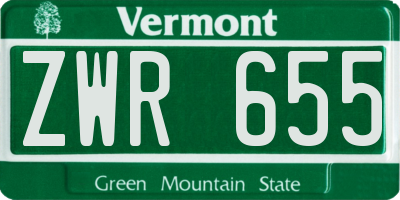 VT license plate ZWR655