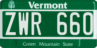 VT license plate ZWR660