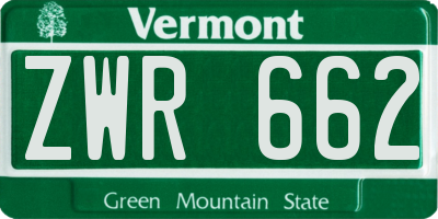 VT license plate ZWR662