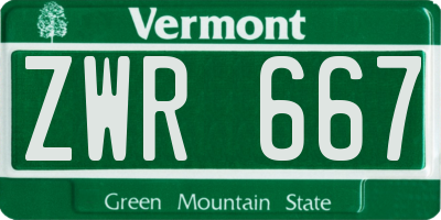 VT license plate ZWR667