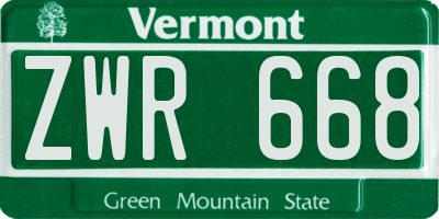VT license plate ZWR668