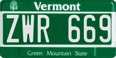 VT license plate ZWR669
