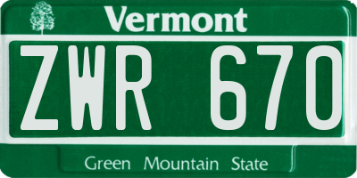 VT license plate ZWR670
