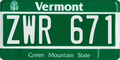 VT license plate ZWR671
