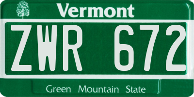 VT license plate ZWR672