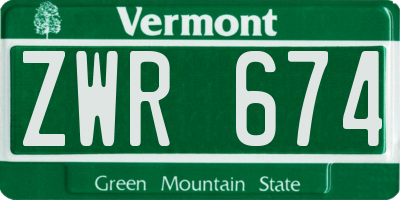 VT license plate ZWR674