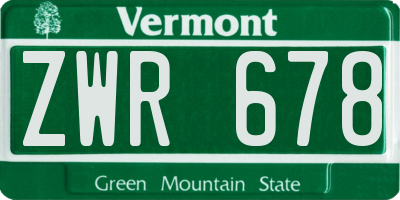 VT license plate ZWR678