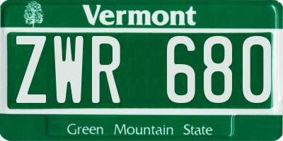 VT license plate ZWR680